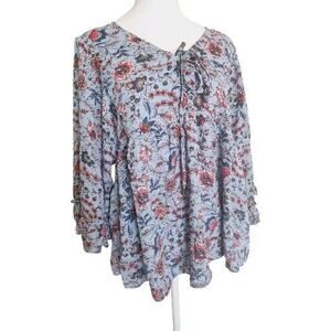 Sanctuary Women's Blouse Top Floral Ruffled Sleeve Size S